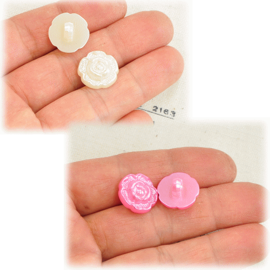 【スペシャルセール】 ローズプラボタン 15mm 20個 ■ プラスチック ボタン プラボタン プラスチック製ボタン ポリボタン ■ auc-my-mama-10000569 手作り工房MYmama(エムワイママ) サンプル画像2