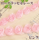 【訳あり】薔薇のモチーフレース 6ヤード(約5.4m)ラッセルレース ピンク【ゆうパケット3反まで可】 《 ラッセル レース レース 手芸用レース 》
