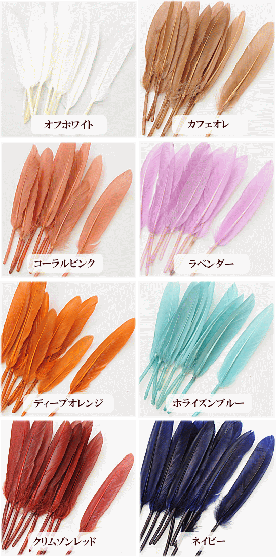 【先着150円OFFクーポン】羽根 単品 10枚セット ガチョウ 全8色 約10.5cm×17cm ■ フェザー アクセサリー パーツ チャーム イヤリング ピアス キーホルダー djh23 ■