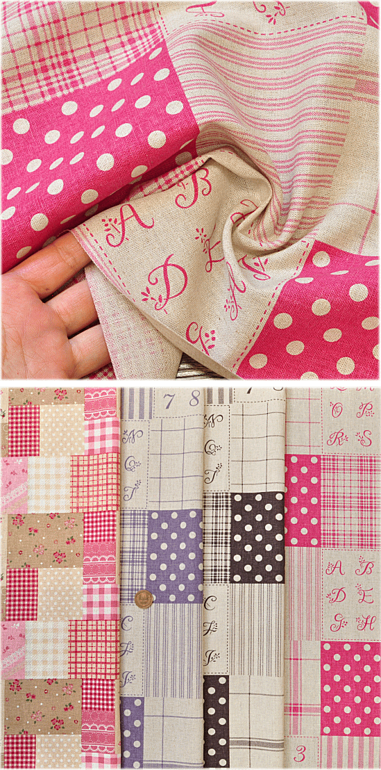 はぎれ福袋 ハーフリネン カットクロス 約48cm×30cmが4枚 《 ハギレ 生地 綿麻 ハーフリネン 布 プリント ナチュラル 生地 手作り 手芸 ハンドメイド 》