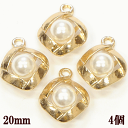 【クーポン配布中】パールのチャーム 約20mm 4個セット ■ ゴールド アクセサリー パーツ チャーム ネックレス イヤリング ピアス セット ハンドメイド ...