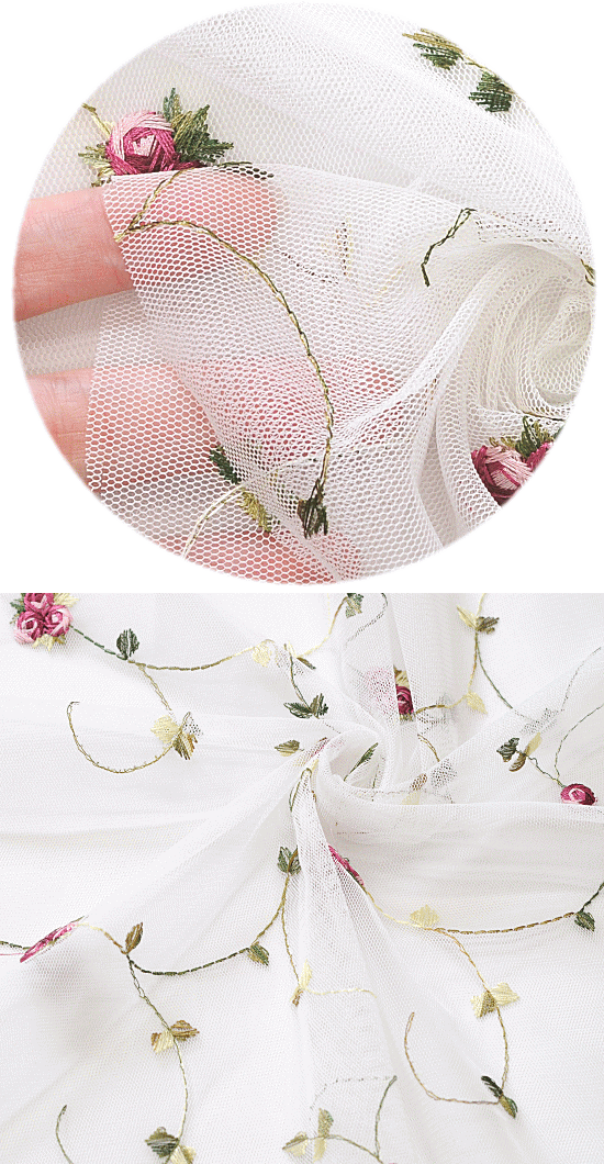 幅広130cm チュールレース生地 アイビー 《 刺繍 チュール チュールレース 生地 ピンク ワインレッド バーガンディ 花 フラワー 布 生地 手作り 手芸 ハンドメイド 商用利用可 djh23 》