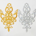 刺繍 ワッペン アイロン接着可 約26cm 1枚 全2色 ■ 衣装 材料 モチーフ ポイント コスチューム マーチングバンド バトン ダンス 新体操 チア フィギュア ゴールド シルバー ハンドメイド 手芸 手作り ■