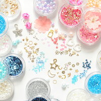 封入 パーツ アソート セット 《 ネイルパーツ UVレジン クラフト アクセサリーハーバリウム パーツ ネイル レジン パーツ 夏 海 宇宙 ゆめかわ ドライフラワー ブルー ネイビー ピンク 》