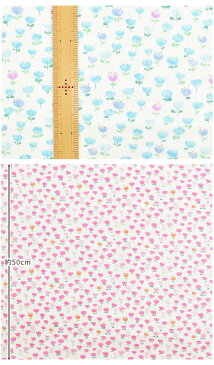 ◆数量限定◆ ダブルガーゼ 生地 チューリップ 《 水彩風 手書き風 花柄 フラワー 可愛い かわいい マスク スタイ パジャマ 赤ちゃん ベビー 布 綿 コットン 国産 ハンドメイド 手芸 手作り 商用利用可 eki30 》