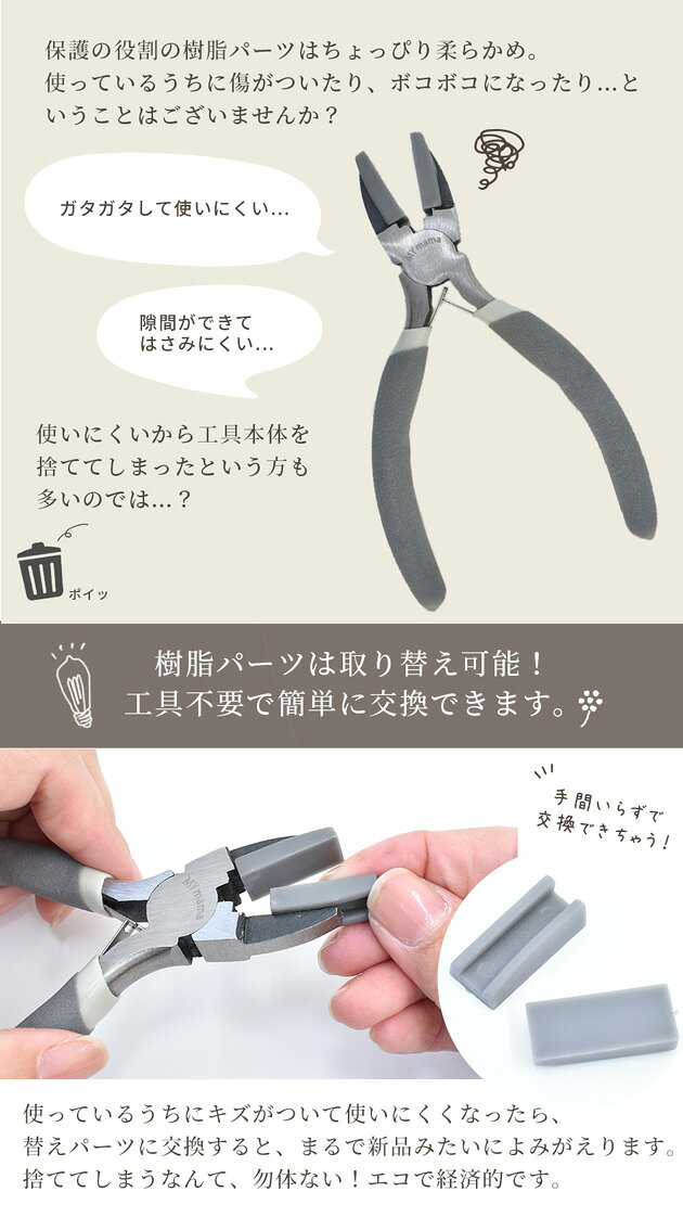 がま口 仕上げペンチ専用 樹脂 パーツ 交換用 取り替え用 ■ 取替式 がま口 口金 がま口専用 工具 ガマ口 がま口金具 口金用 がまぐち ポーチ アクセサリー ペンチ ハンドメイド 手芸 手作り ■ auc-my-mama-10028947 手作り工房MYmama(エムワイママ) サンプル画像2