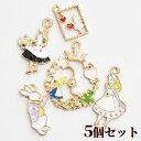 【クーポン配布中】アリス チャーム 5個 セット ■ カン メタルチャーム ゴールド金属 ピアス マスク ストラップ レジン エポチャーム イヤリング パーツ ...