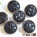 プラスチック ボタン 黒 約17mm 6個 ■ ブラック プラスチック ボタン プラボタン プラスチック製ボタン ポリボタン ハンドメイド 手芸 手作り ■