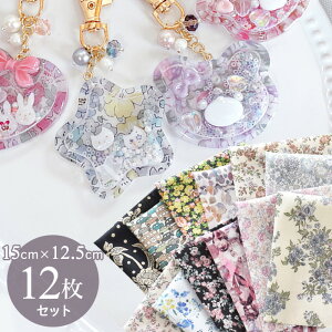 レジン で 使える リバティプリント カットクロス タナローン 12枚 セット ゆうパケット 送料無料 ■ LIBERTY FABRICS リバティ・ファブリックス 花柄 フラワー 封入 生地 布 カシャカシャ はぎれ ハンドメイド 手芸 手作り ■