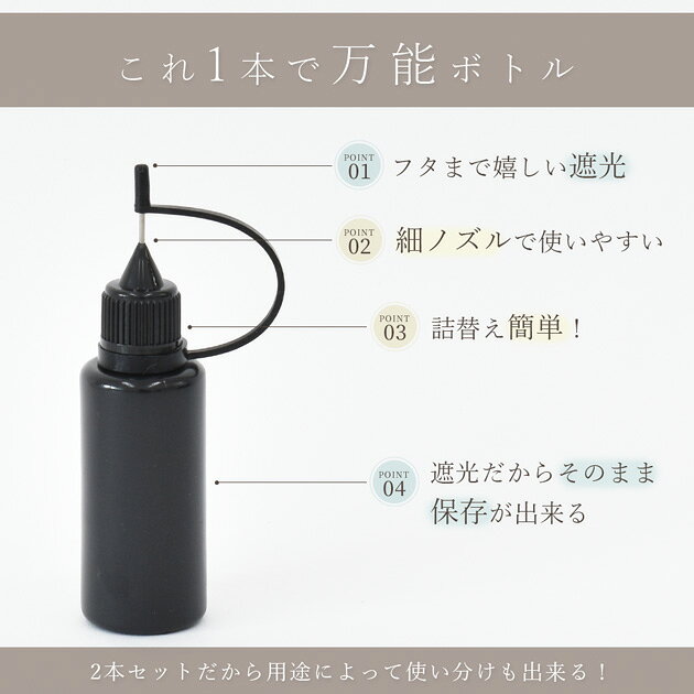細ノズル 遮光 ボトル 20ml 2本 & 高品質 シリコンオイル セット ■ シャカシャカ カシャカシャ グルーボトル ニードルボトル 詰め替え レジン ハーバリウム オイル 容器 手芸 手作り ハンドメイド ■ auc-my-mama-10030850 手作り工房MYmama(エムワイママ) サンプル画像2
