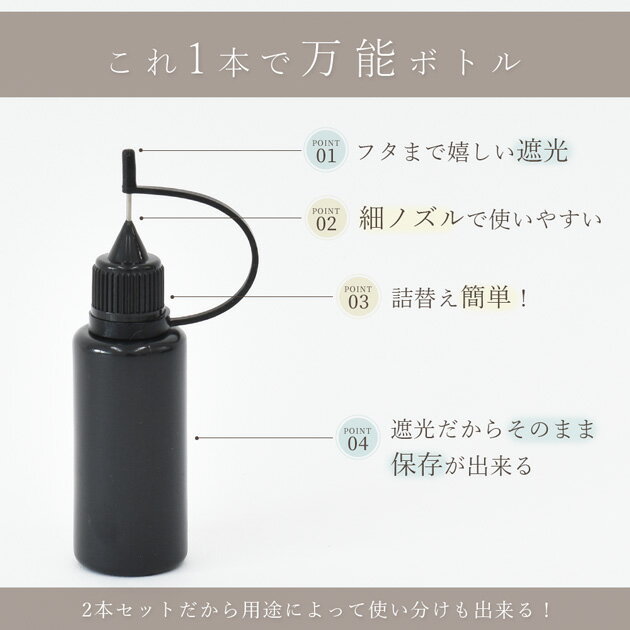 細ノズル 遮光 ボトル 20ml 2本 ■ シャカシャカ カシャカシャ グルーボトル ニード...