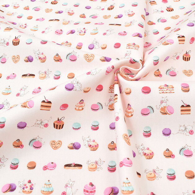 【最大72％OFF生地セール】 有輪 20オックス 生地 ネコ & プチマカロン ■ Sweets & Kitty 猫 ねこ マカロン スイーツ スウィーツ 可愛い バッグ 小物 綿 コットン 布 入学 有輪商店 ゆうわ yuwa ハンドメイド 手芸 手作り 商用利用可 djh23 ■ auc-my-mama-10011783 手作り工房MYmama(エムワイママ) サンプル画像2