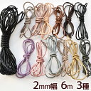 本革 丸紐 太さ2mm 6m 3種 ■ 丸革紐 レザーコード 革ひも 皮ひも ヒモ 紐 ロープ かわひも アクセサリー ネックレス ブレスレット アンクレット クラフト DIY 2mm幅 ハンドメイド 手作り 手芸 djh23 ■