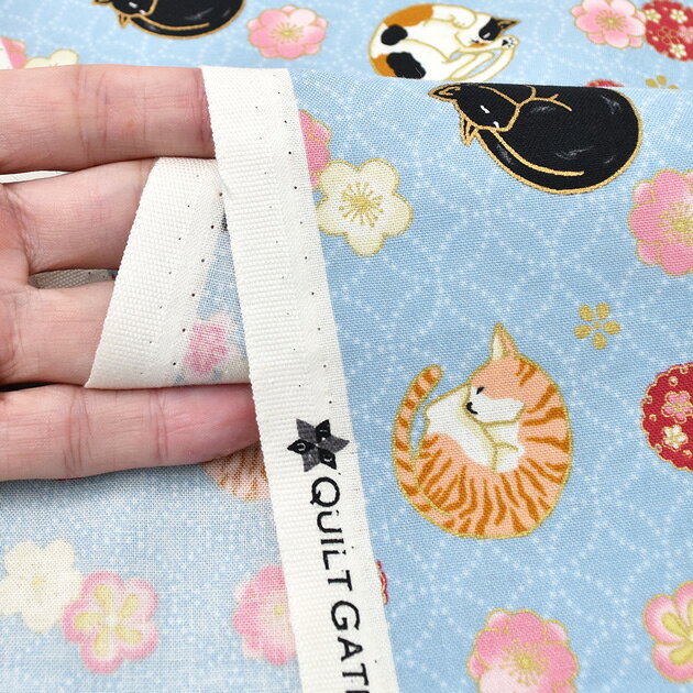 QUILT GATE キルトゲイト シーチング 生地 ネコ × うめ 百華繚蘭 いとおかし ■ 花...
