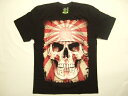 横浜最新 夜光 日の丸ドクロサムライ♪魅惑のTシャツSkull Japan Flag 前後別柄 M, L, XL 送料無料24