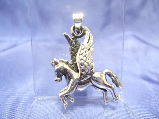 横浜最新 シルバーSILVER925銀ペンダント♪魅惑のペガサス 天馬 7.4g メンズレディース 送料無料ネックレス22a(4)