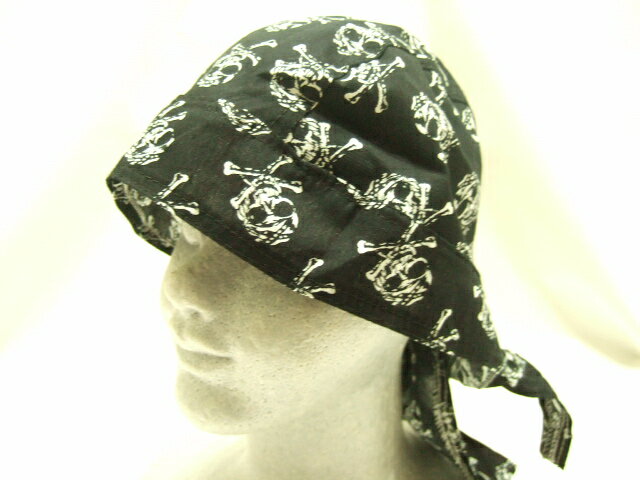 横浜最新 いっぱいドクロ♪魅惑のバンダナキャップ スカール黒 メンズレディース 4点まで送料180円Skull68