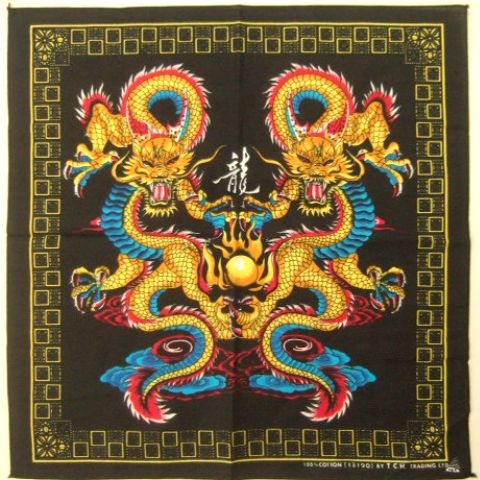 横浜最新 龍Dragon☆魅惑のドラゴンバンダナ 黒 メンズレディース 同梱4枚まで送料180円Bandana80b