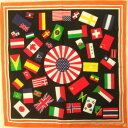 横浜最新 万国旗☆魅惑のバンダナ World Flag 黒/オレンジ枠メンズレディース 同梱4枚まで送料180円BandanaA11o