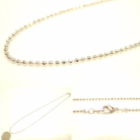 横浜最新 魅惑のキラキラカットボールチェーン♪ネックレス ロジウムカラー 真鍮製40 センチ 巾1.5ミリ 100本メンズレディース 送料220円82