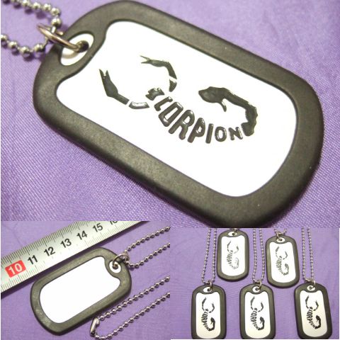 横浜最新 魅惑のさそりドッグタグ スコーピオンペンダント 5個セット★55cmチェーン付き ゴム枠サイレンサー付き パーツ部品卸し 送料220円113