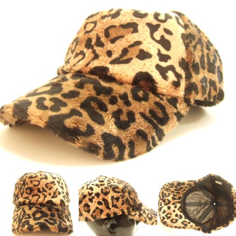 横浜最新 ヒョウ柄モコモコ★魅惑のキャップ 茶系 メンズレディース 帽子野球帽 送料無料5