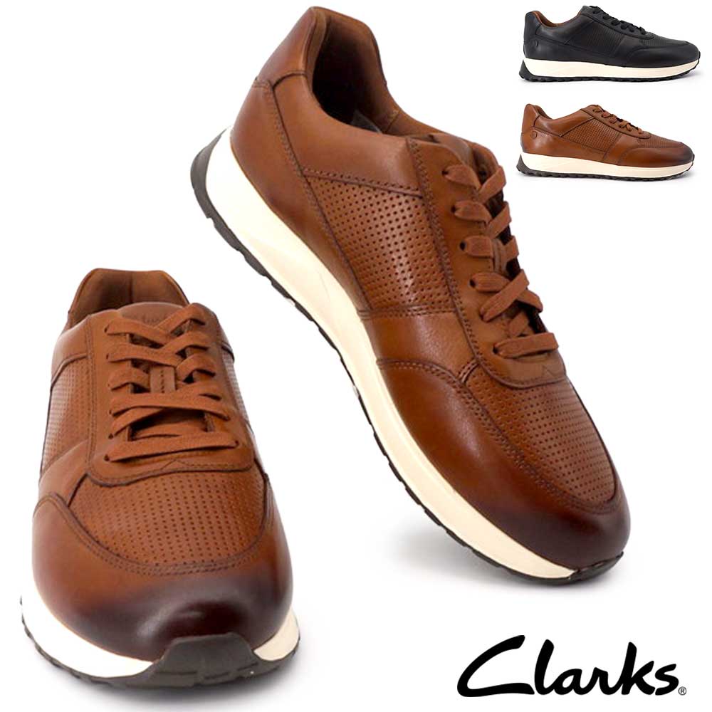 クラークス スニーカー メンズ レザー ラドウェルタイ 本革 ローカット 軽量 通気性 パンチング レザースニーカー Clarks Radwell Tie 26春夏新作