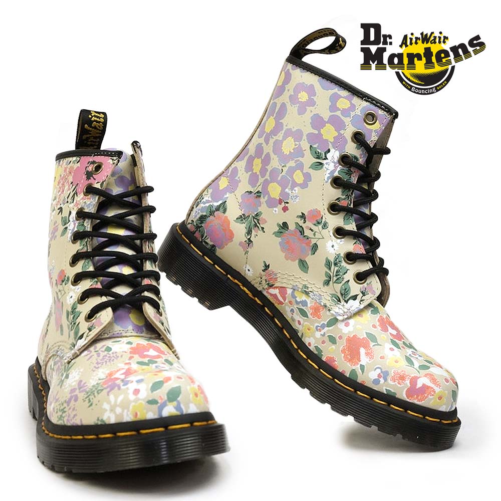 ドクターマーチン 8ホール ブーツ 1460 レディース 花柄 フラワープリント ショート ワークブーツ 8アイ 正規品 Dr.Martens Core Print 1460 FLORAL MASH UP BACKHAND