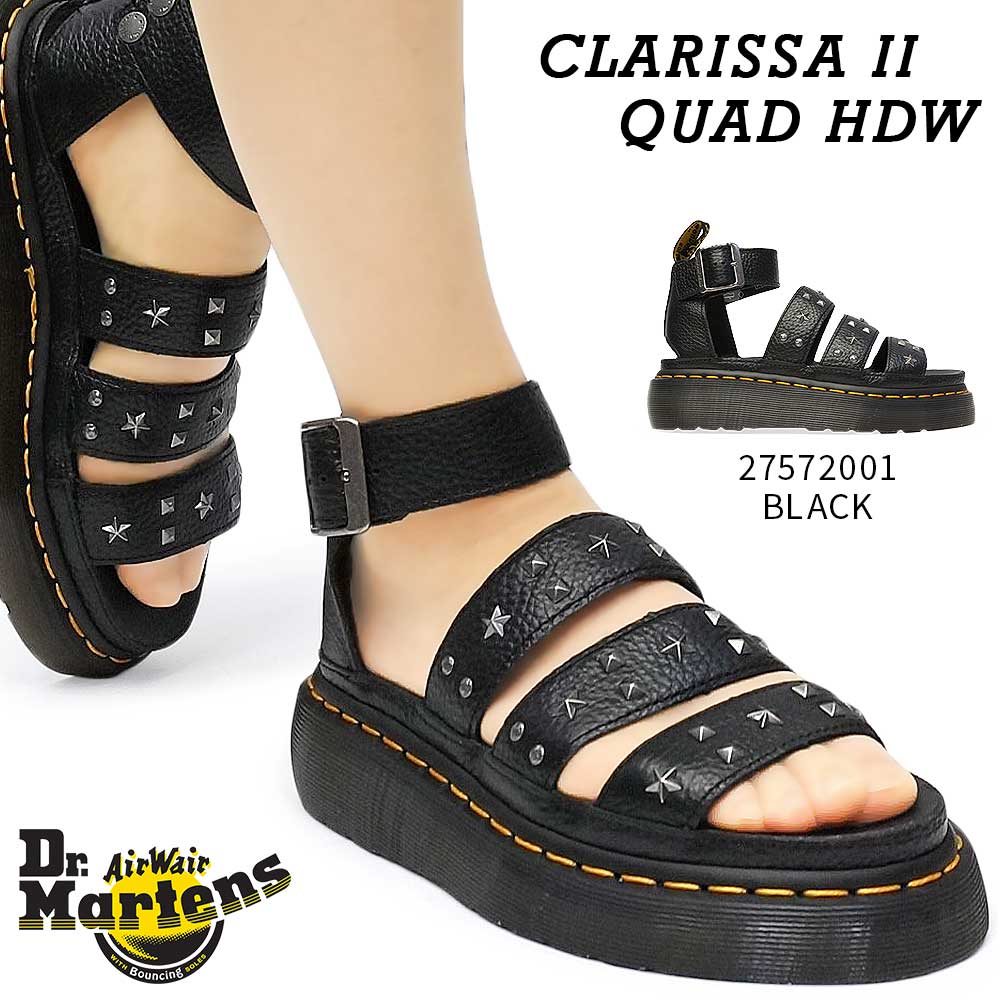 ドクターマーチン サンダル レディース CLARISSA II QUAD HDW クラリッサ2 厚底 レザー ストラップ スタッズ 正規品 Dr.Martens CLARISSA II QUAD HDW