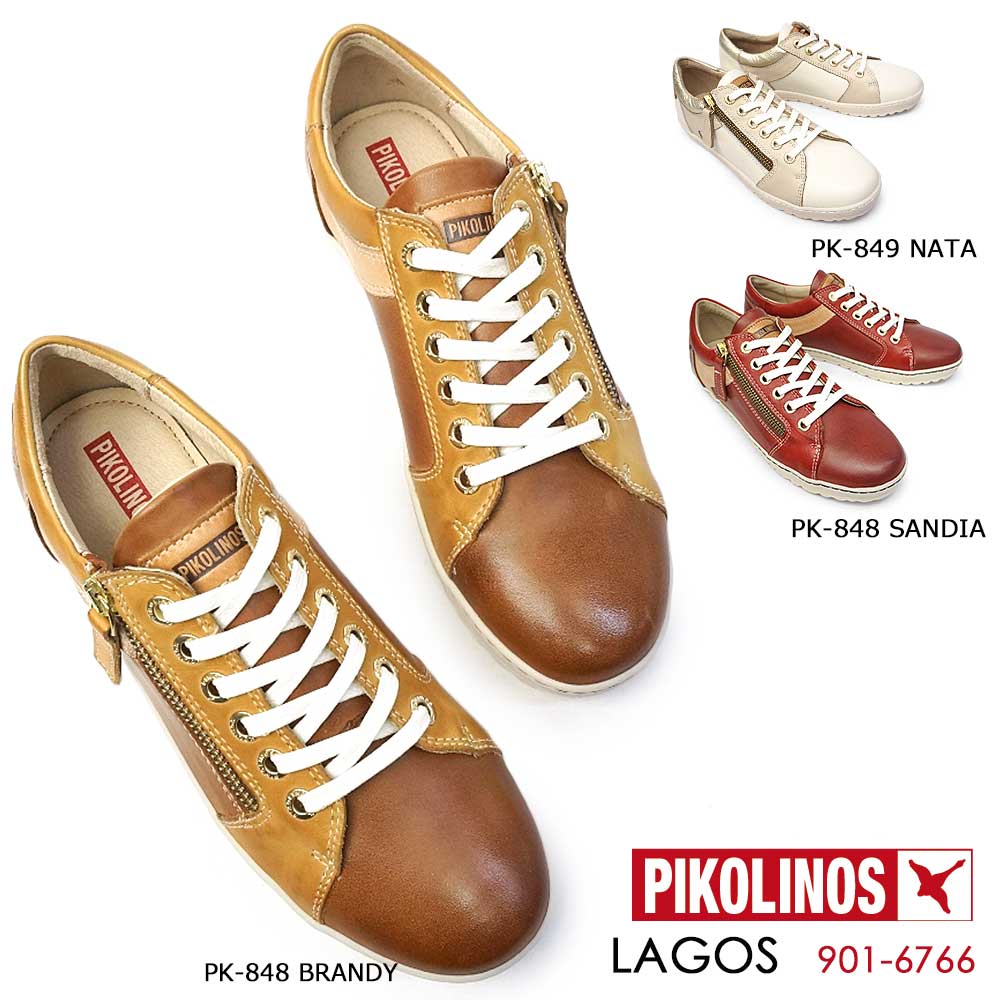 ピコリノス 靴 レディース スニーカー PK848 PK849 901-6766 レザー ホワイト ブラウン レッドブラウン PIKOLINOS LA…