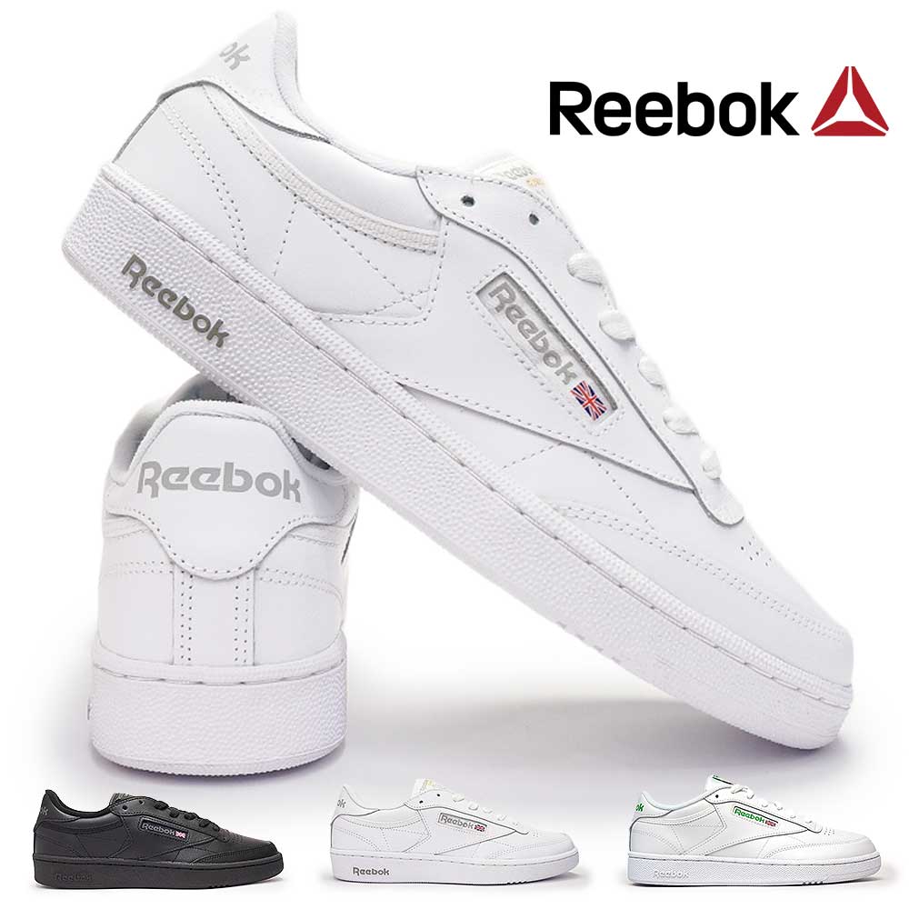 リーボック クラブ シー 85 メンズ レディース スニーカー レザー ユニセックス モノトーン クラシック Reebok CLUB C85 本革 黒 白