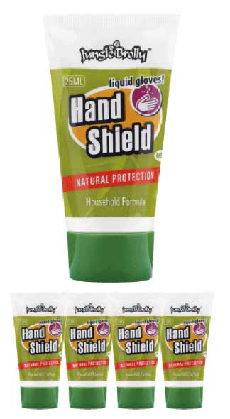 ジャングルブロリー Jungle Brolly ハンドシールド　Hand Shield　25ml 5本セット【家庭用】　液体グローブ　ハンドクリーム　皮膚保護【送料無料】【 5月お買い物マラソン 】