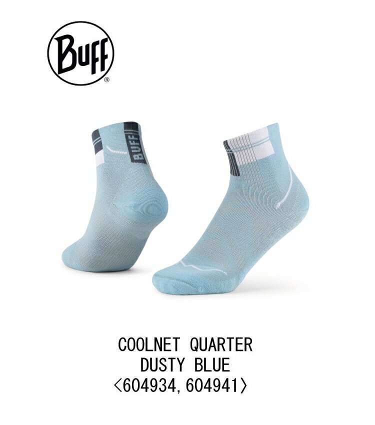 バフ SOCKS COOLNET QUARTER DUSTY BLUE クールネット クォーター 604934,604941/2026SS/速乾/フィット感/通気性/冷却/消臭/軽量/アーチコンプレッション/ラン/ジョグ/アウトドア/タウン/トレッキング/リサイクル素材/ネコポス発送