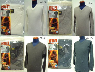 BVD ウォーム＆ストレッチ 吸湿発熱加工 長袖（9分袖）VネックTシャツ