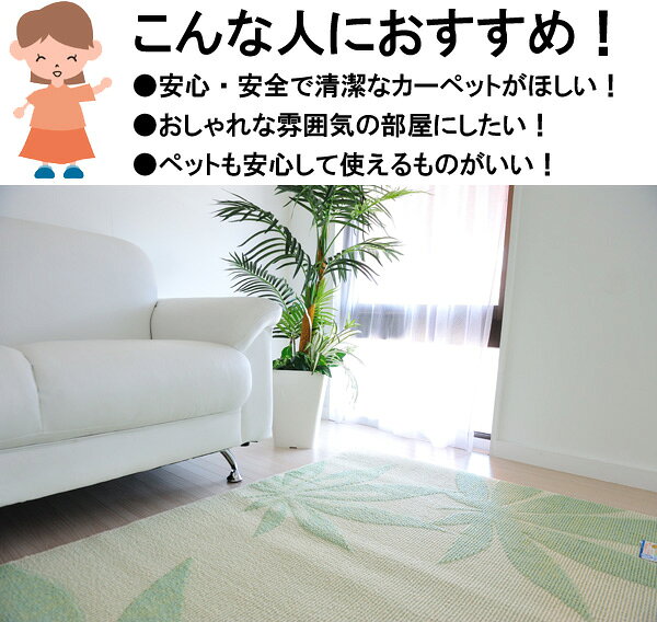 e+搭載 清潔で安心した暮らしに 抗ウィルスラグウィルビィ 190×240cmグリーン 花粉対策 [2]