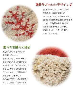 ギャッベ 玄関マット 伝統手織り ギャべ ラグマット イラン製 ウール100% 約93×59☆IGB-2012-2854★鮮やかな草木染めの色合いと、手作りの温もり・・・【ar】
