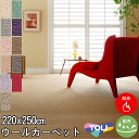ウール100% カーペット ダイニング 220×250(6人掛け用) 東リ(防ダニ・防炎・制電・床暖対応・ホットカーペット対応)ホワイト 白 アイボリー・グリー...