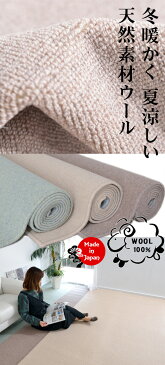 ウール100% カーペット じゅうたん 赤ちゃん 6畳6帖 羊毛カーペット(防ダニ抗菌・防炎・床暖対応・ホットカーペット対応)はさみで切れる絨毯 ラグ フリーカット(アイボリー・ブラウン・グリーン)オールシーズン対応 秋冬春夏用 日本製 NEWローゼ