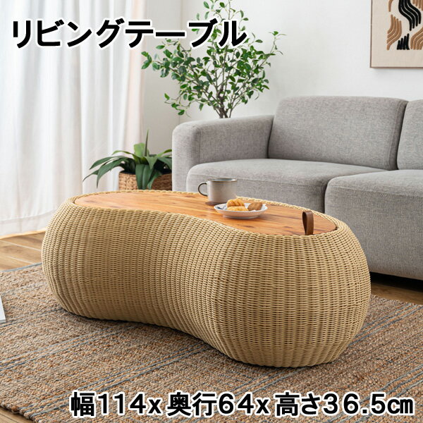 リビングテーブル 幅114cm 奥行64cm 高さ36.5cm 完成品 収納付きテーブル センターテーブル 机 高級感..