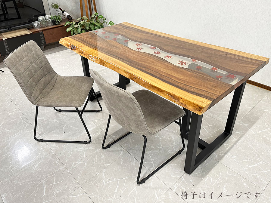 【開梱設置無料】レジンテーブル ダイニングテーブル 幅160cm 座卓可能 もみじ 紅葉 レジン テーブル エポキシ樹脂 樹脂 一枚板テーブル 一点モノ 50419 送料無料 【RCP】 2