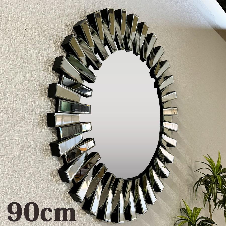 11%offクーポン配布中 【アウトレット】ミラー 壁掛け鏡 鏡 90cm 壁掛けミラー 丸型 おしゃれ ゴージャ..