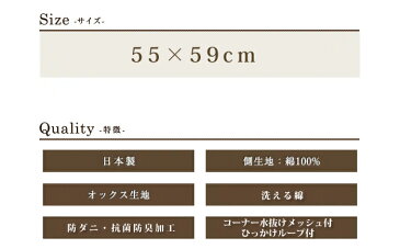 クッション 洗える カシオペア 55×59 スタイリッシュ 防ダニ 綿100% 洗濯可 帝人 インテリア 雑貨 日本製 眠り姫 送料無料