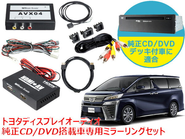 ビートソニック AVX04＋IF36＋HDC2A トヨタ 30系 ヴェルファイア R2/1 〜 ディスプレイオーディオ 純正CD/DVDデッキ装着車専用 iPhone iPad ミラーリング（HDMIケーブル2m）セット