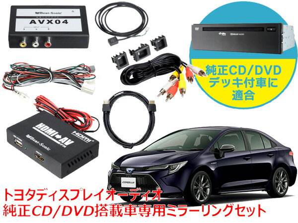 ビートソニック AVX04＋IF36＋HDC2A トヨタ カローラ R1/9 〜 R4/10 ディスプレイオーディオ 純正CD/DVDデッキ装着車専用 iPhone iPad ミラーリング（HDMIケーブル2m）セット