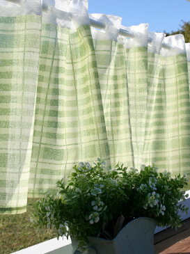 【メール便送料無料】カフェカーテン:プチチェック【140cm幅x約30cm丈】【アウトレット】