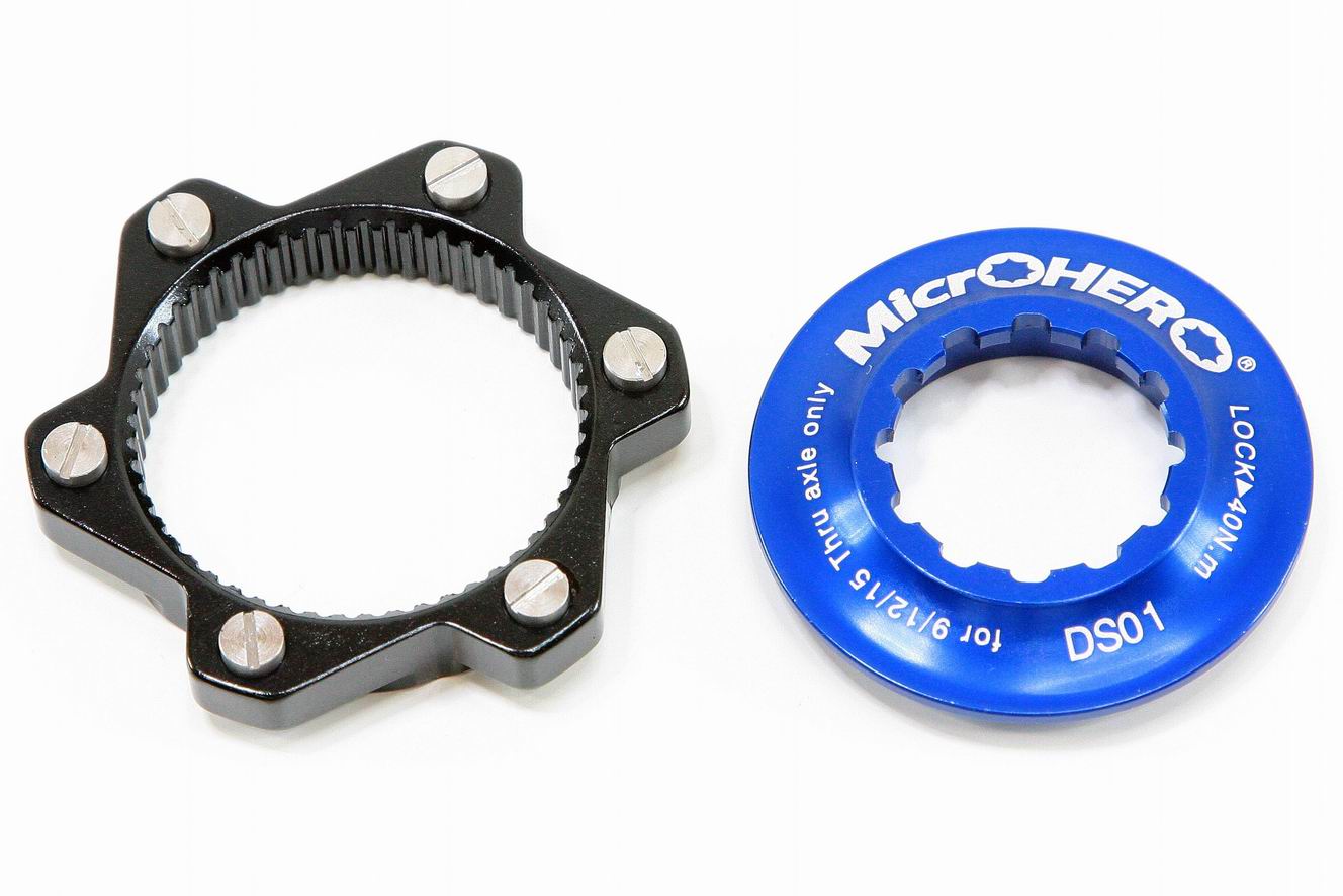 【即納】【軽量26g】MicrOHERO CNC アルミ合金製 6穴ローター/センターロック式ローター ディスクブレーキ ローター変換アダプター 簡単取り付け DS01 ブルー