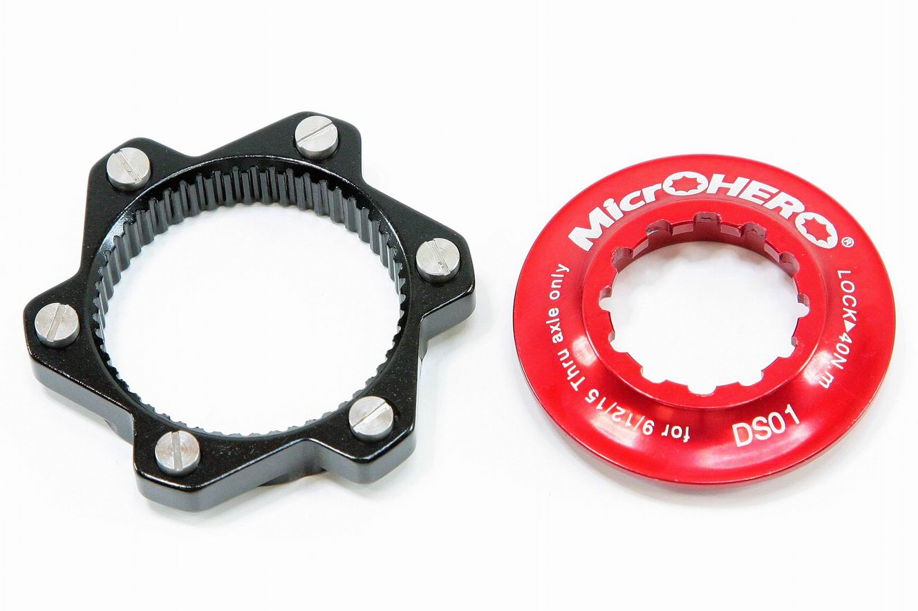 【即納】【軽量26g】MicrOHERO CNC アルミ合金製 6穴ローター/センターロック式ローター ディスクブレーキ ローター変換アダプター 簡単取り付け DS01 レッド