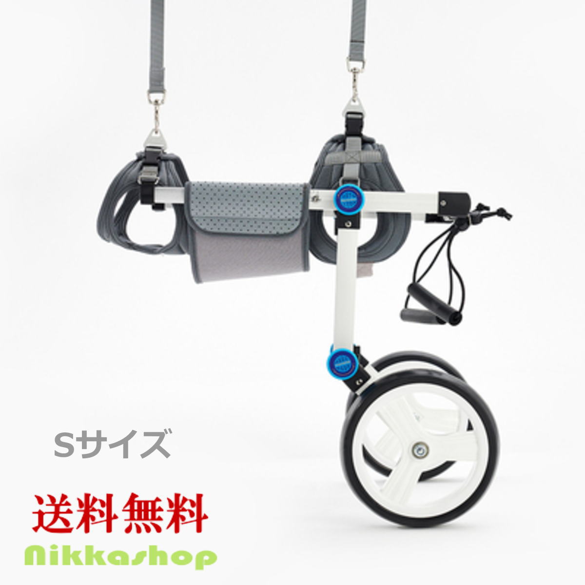 ペット車椅子 2輪歩行器 介護ハーネスセット 小型犬 中型犬 後脚サポート リハビリ用 歩行補助 軽量 調節可能 ヘルニア けが Sサイズ【宅配便送料無料】