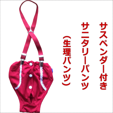 サニタリーパンツ生理パンツマナーパンツ犬服サスペンダー付き【マーキング対策/尿もれ/オシッコ対策/ずれない/マナー/ズレ防止/ドッグカフェ/室内/おでかけ/ドライブ/】【メール便送料無料】
