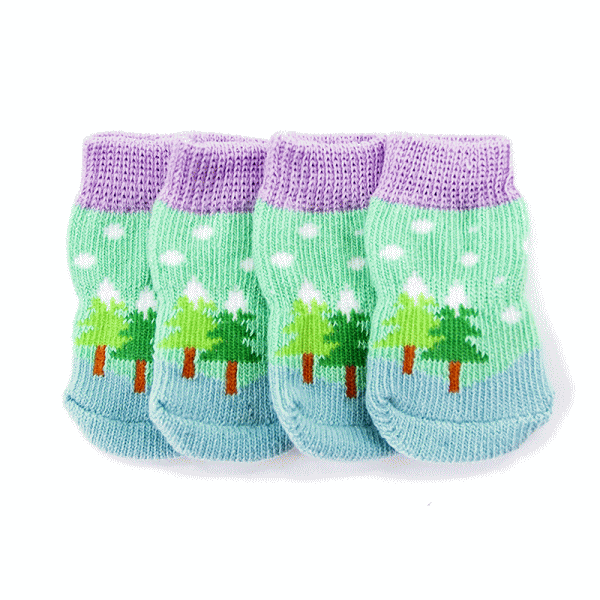 くつしたすべり止ゴム付ワンちゃん用靴下ソックス(ツリ−)(S-XLサイズ)(犬用靴下1足分4個セット)【犬靴下/ソックス/滑り止め/くつした/肉球保護/汚れ防止/小型犬/中型犬/大型犬】【メール便送料無料】